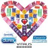 Kondom Maxi Balíček 55 kondomů Durex Pasante a Vitalis + lubrikační gel Durex + vibrační kroužek