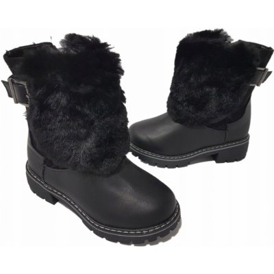 Dívčí kozačky s kožíškem černé – Zboží Dáma