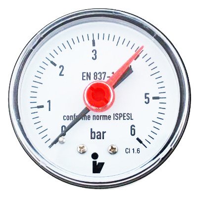 MALGORANI SITEM Manometr (tlakoměr) d63mm 0-6 BAR ZADNÍ vývod 1/4" - voda, vzduch M6306Z