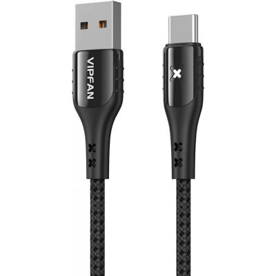 Vipfan USB na USB-C X13, 3A, 1,2m, černý