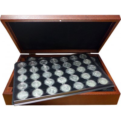 Luxusní dřevěná kazeta na stříbrné pamětní mince ČNB 1993 2025 černý vnitřek
