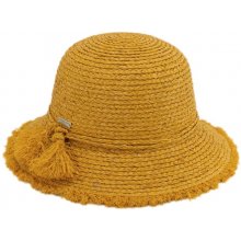 Seeberger dámský letní klobouček Cloche s malou krempou a s třásněmi Cloche raffia žlutý