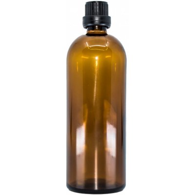 Bewit Lahvička skleněná hnědá lesklá kapátko černý uzávěr 200 ml – Sleviste.cz