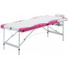 Masážní stůl a židle zahrada-XL Skládací masážní stůl se 3 zónami hliník bílý a růžový