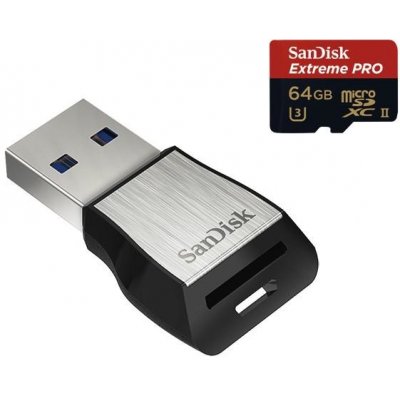 SanDisk microSDXC 64GB Extreme Pro UHS-II U3 + čtečka USB3.0 173318 od 2  229 Kč - Heureka.cz