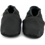 Ebooba Kožené capáčky s koženou podrážkou černé – Zboží Dáma