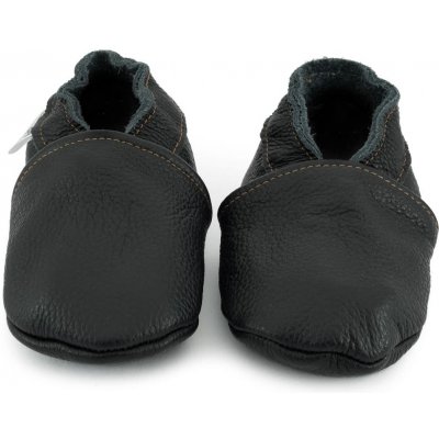 Ebooba kožené capáčky s koženou podrážkou černé – Zboží Mobilmania