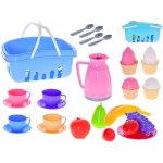 Mikro Trading Sada čajového servisu v košíku s 25ks nádobí a potravinami – Zboží Dáma