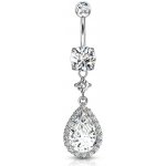 Šperky4U visací piercing do pupíku kytička čiré zirkony WP0033-C – Zboží Dáma