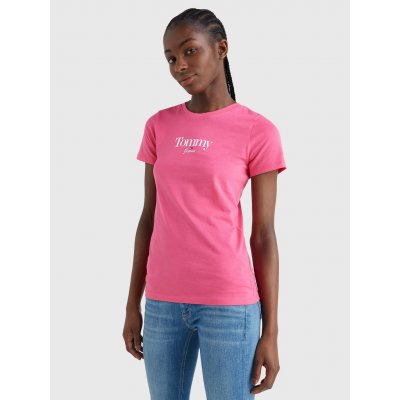 Tommy Jeans dámské triko růžové – Zboží Mobilmania