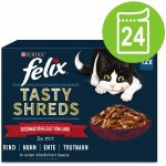 Felix Tasty Shreds s hovězím kuřetem kachnou krůtou ve šťávě 24 x 80 g – Zboží Mobilmania