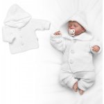 Baby Nellys Pletený svetřík s kapucí a knoflíčky Made with Love bílý – Zboží Dáma