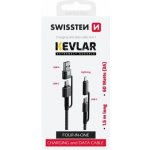 Swissten 74501101 Kevlar 4in1 3A, 1,5m, černý – Zboží Mobilmania