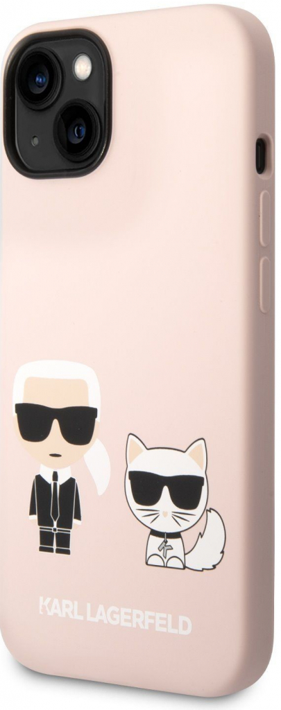 Pouzdro Karl Lagerfeld MagSafe Kompatibilní Liquid Silicone Karl and Choupette iPhone 14 Plus růžové