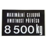Štítek hmotnosti přívěsu 8500kg Zetor UŘI 59116685 – Hledejceny.cz