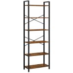 Knihovna TAYLOR 6 polic 186x66 cm, rustikálně hnědá – Zboží Dáma