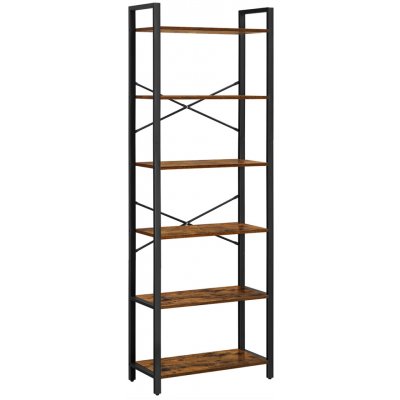 Knihovna TAYLOR 6 polic 186x66 cm, rustikálně hnědá – Zboží Dáma