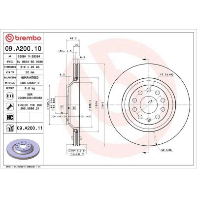 Brzdový kotouč BREMBO 09.A200.11 – Sleviste.cz
