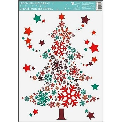 Anděl Okenní fólie barevná obrázky z vloček motiv D: vánoční stromeček – Zboží Mobilmania