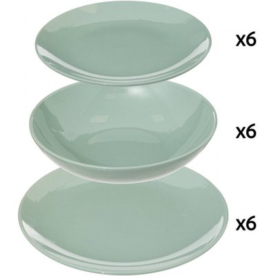 Secret de Gourmet Sada jídelních talířů pro 6 osob COLORAMA v mátové barvě 18 ks – Hledejceny.cz