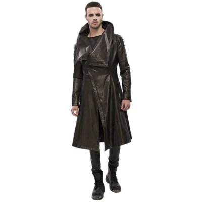 Devil Fashion Villain Blues Punk Faux Leather Trench Coat – Zboží Dáma