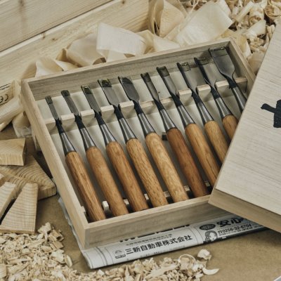 Sada japonských ručně-vyráběných řezbářských dlát MUJIRUSHI - 10 kusů – Zboží Mobilmania