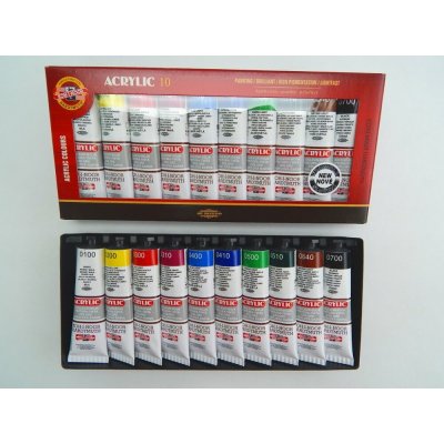 akrylové barvy sada 10 barev, 40ml – Zboží Mobilmania