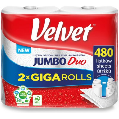Velvet JUMBO Duo - papírové kuchyňské utěrky - 2vrstvé, 240 útržků, 2 role – Zboží Dáma