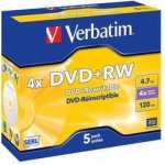 Verbatim DVD+RW 4,7GB 4x, jewel, 5ks (43229) – Zbozi.Blesk.cz