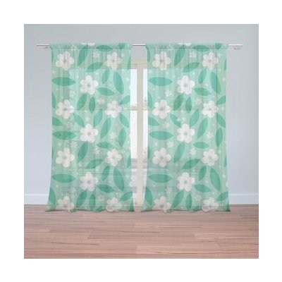 Sablio Záclony Bílé květy s lístky: 2ks 150x250cm – Hledejceny.cz