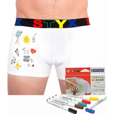 Styx pánské boxerky sportovní guma bílé + fixy na textil (GF1061) – Zboží Mobilmania