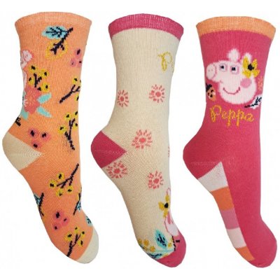 Prasátko Peppa VH0644 Dívčí ponožky růžová/oranžová/smetanová