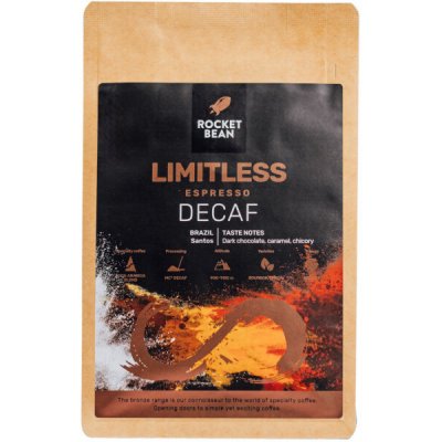 Hard Beans Rocket Bean Bezkofeinová Brazil Limitless Decaf Espresso zrnková 0,2 kg – Hledejceny.cz