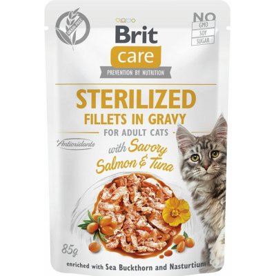 Brit Care Cat Sterilized Fillets in Gravy Savory Salmon&Tuna 85 g – Hledejceny.cz