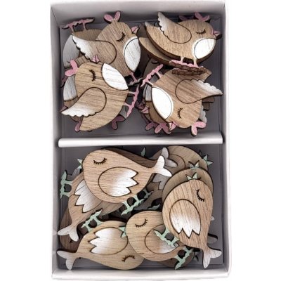 Dřevěné samolepky - kuřátka, box 24 ks – Zboží Dáma