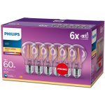 Philips 6x LED Žárovka E27 A60 7W = 60W 806 lm 2700K teplá bílá vlákno – Hledejceny.cz