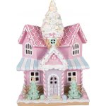 Růžový svítící LED domek Pastel Christmas Chic - 21*14*28 cm / 2*AAA - Clayre & Eef – Hledejceny.cz
