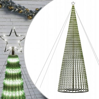 vidaXL Vánoční stromek kužel 1 544 studených bílých LED diod 500 cm – Hledejceny.cz