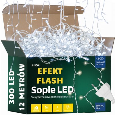 Venkovní vánoční světla rampouchy 300 LED studená bílá + studený flash – Hledejceny.cz