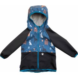 Dětská softshell bunda bez zateplení modrá se zvířátky