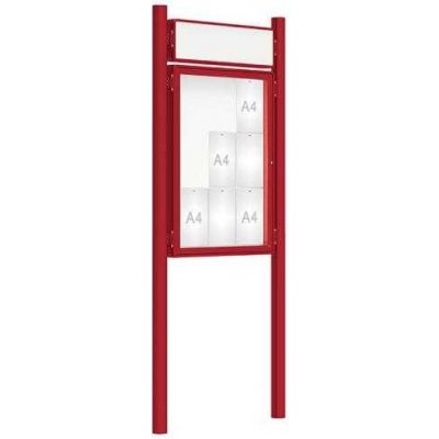 PROCITY Venkovní vitrína model 2000 9 x A4, červená, včetně sloupků a záhlaví | Zboží Auto