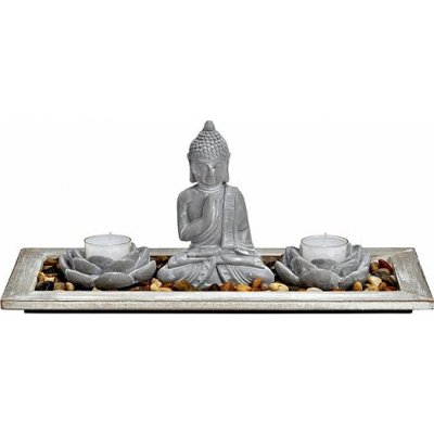 Nefertitis Buddha japonská soška se stojánky na čajové svíčky 14 cm - 14 x 14 x 33 cm – Zboží Mobilmania