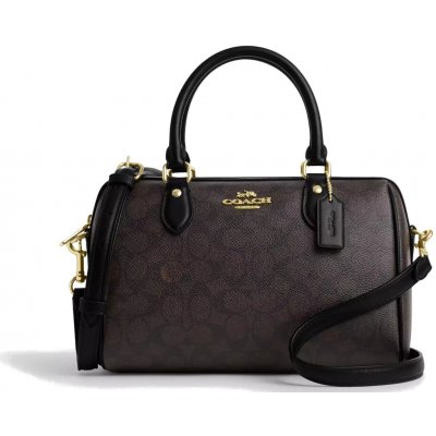 Coach kabelka Rowan Satchel Bag In Signature Canvas Gold Walnut Black – Zbozi.Blesk.cz
