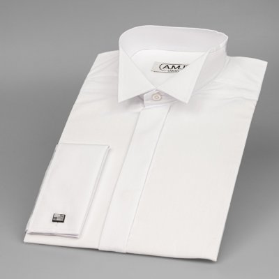 AMJ pánská košile dlouhý rukáv do fraku na manžetové knoflíčky JDA018FR bílá