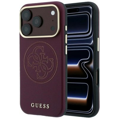 Guess perforovaný kryt 4G Gold Logo MagSafe pro iPhone 18 Pro / 17 Pro vínový – Hledejceny.cz