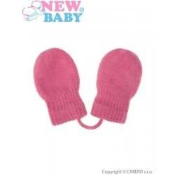 New Baby zimní rukavičky se šňůrkou růžové