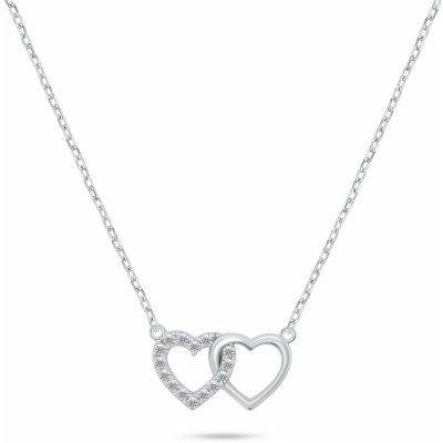 Brilio Silver Něžný stříbrný náhrdelník propojená srdce NCL117W