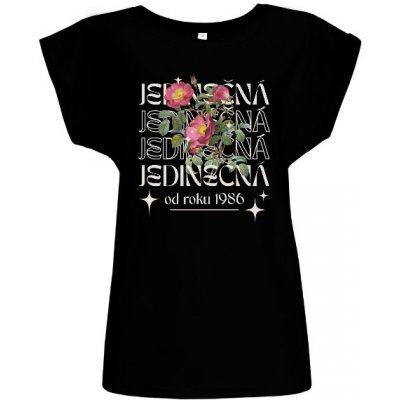 Tričko s potiskem Jedinečná divoká růže od roku 1986 dámské Černá – Hledejceny.cz
