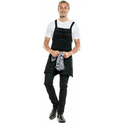 Chaud Devant Kuchářská zástěra s náprsenkou Cross Black Velvet Black – Hledejceny.cz