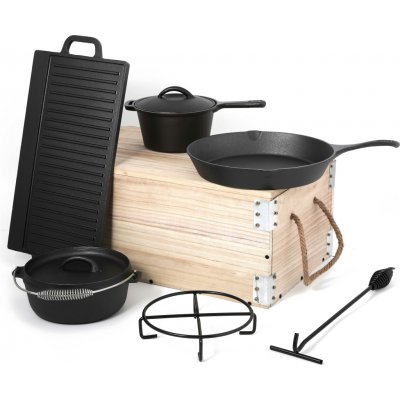 CS Solingen Sada litinového nádobí na grilování a vaření na otevřeném ohni PARILLA 9 ks – Zboží Mobilmania